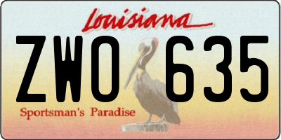 LA license plate ZWO635