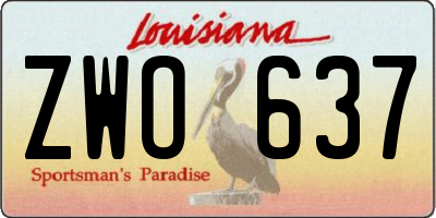 LA license plate ZWO637