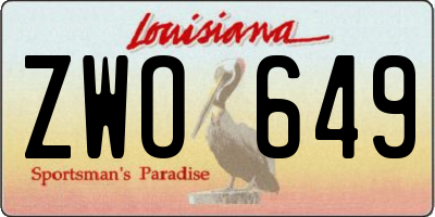 LA license plate ZWO649