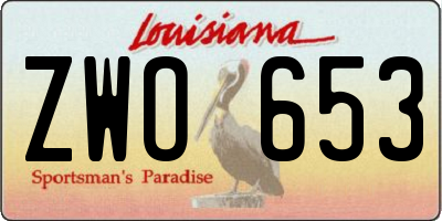 LA license plate ZWO653