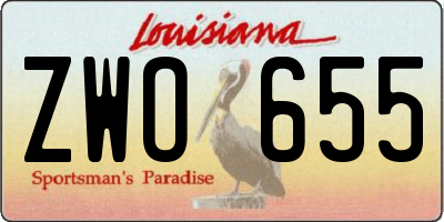 LA license plate ZWO655
