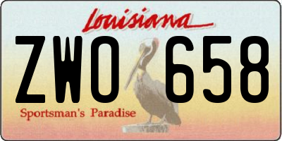LA license plate ZWO658