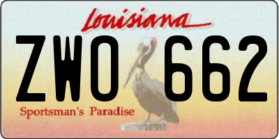 LA license plate ZWO662