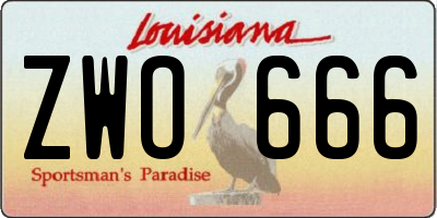 LA license plate ZWO666