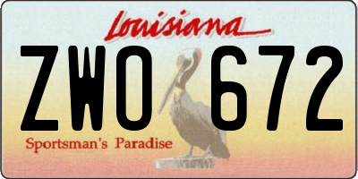 LA license plate ZWO672