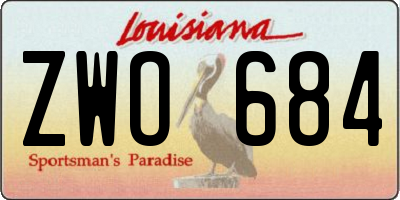 LA license plate ZWO684