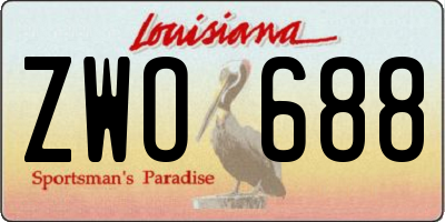 LA license plate ZWO688