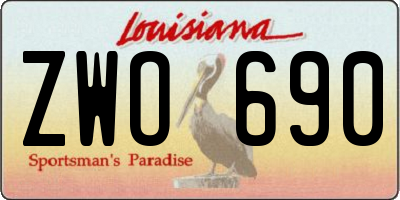 LA license plate ZWO690