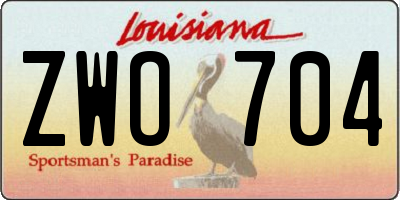 LA license plate ZWO704