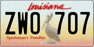 LA license plate ZWO707