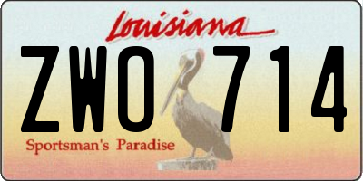 LA license plate ZWO714
