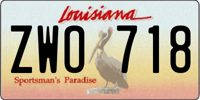 LA license plate ZWO718