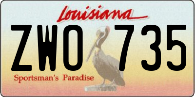 LA license plate ZWO735