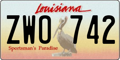 LA license plate ZWO742