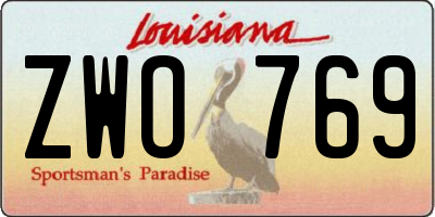 LA license plate ZWO769