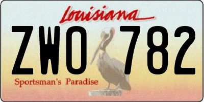 LA license plate ZWO782
