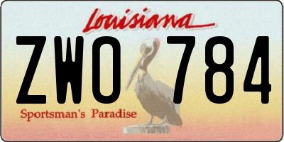 LA license plate ZWO784