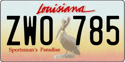 LA license plate ZWO785