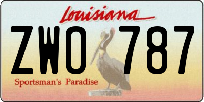 LA license plate ZWO787