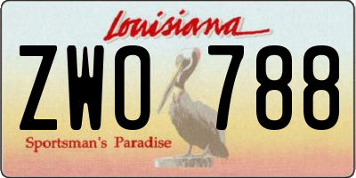 LA license plate ZWO788