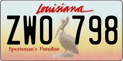LA license plate ZWO798