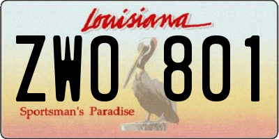 LA license plate ZWO801