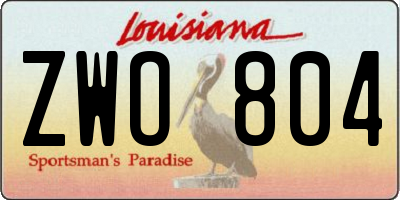 LA license plate ZWO804