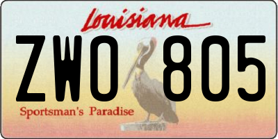 LA license plate ZWO805