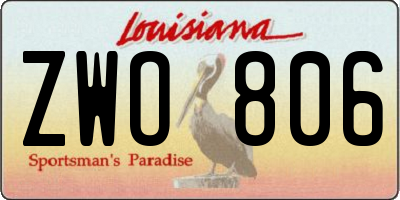 LA license plate ZWO806