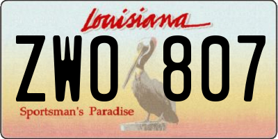 LA license plate ZWO807