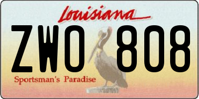 LA license plate ZWO808