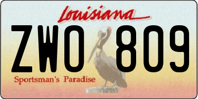 LA license plate ZWO809