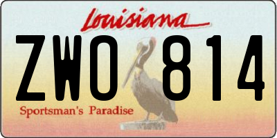 LA license plate ZWO814