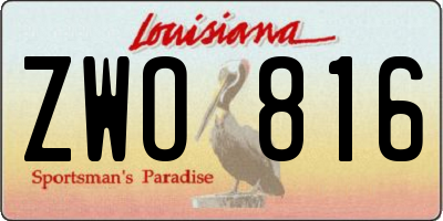 LA license plate ZWO816