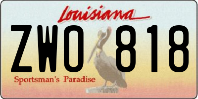 LA license plate ZWO818