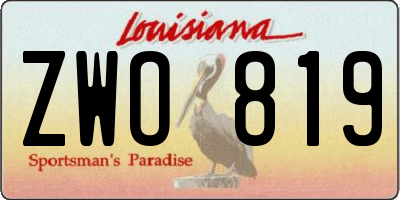 LA license plate ZWO819