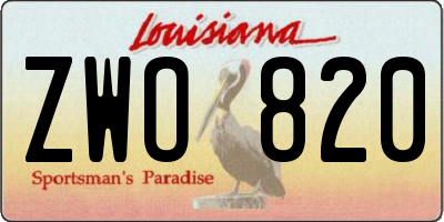 LA license plate ZWO820