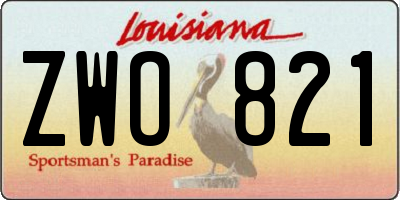 LA license plate ZWO821