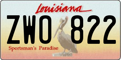 LA license plate ZWO822