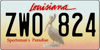 LA license plate ZWO824