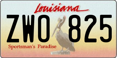 LA license plate ZWO825