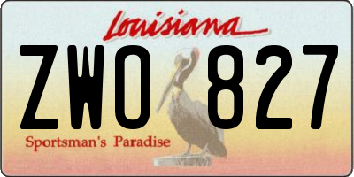 LA license plate ZWO827