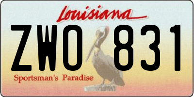 LA license plate ZWO831