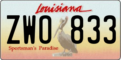 LA license plate ZWO833