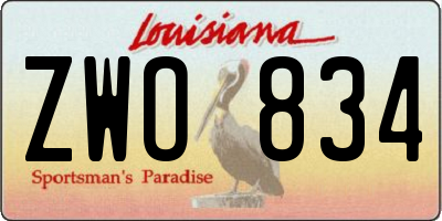 LA license plate ZWO834