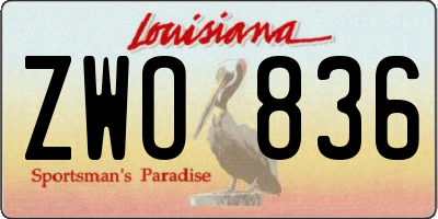 LA license plate ZWO836