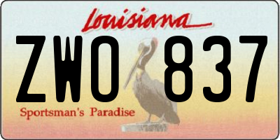 LA license plate ZWO837