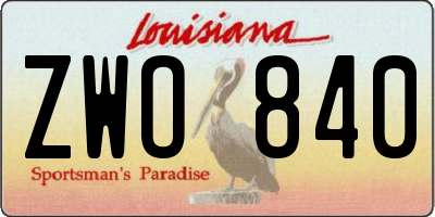 LA license plate ZWO840