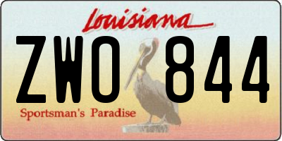 LA license plate ZWO844