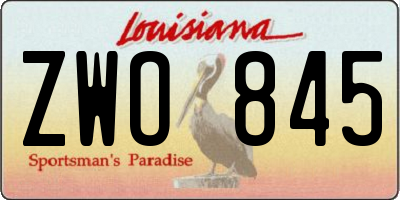 LA license plate ZWO845